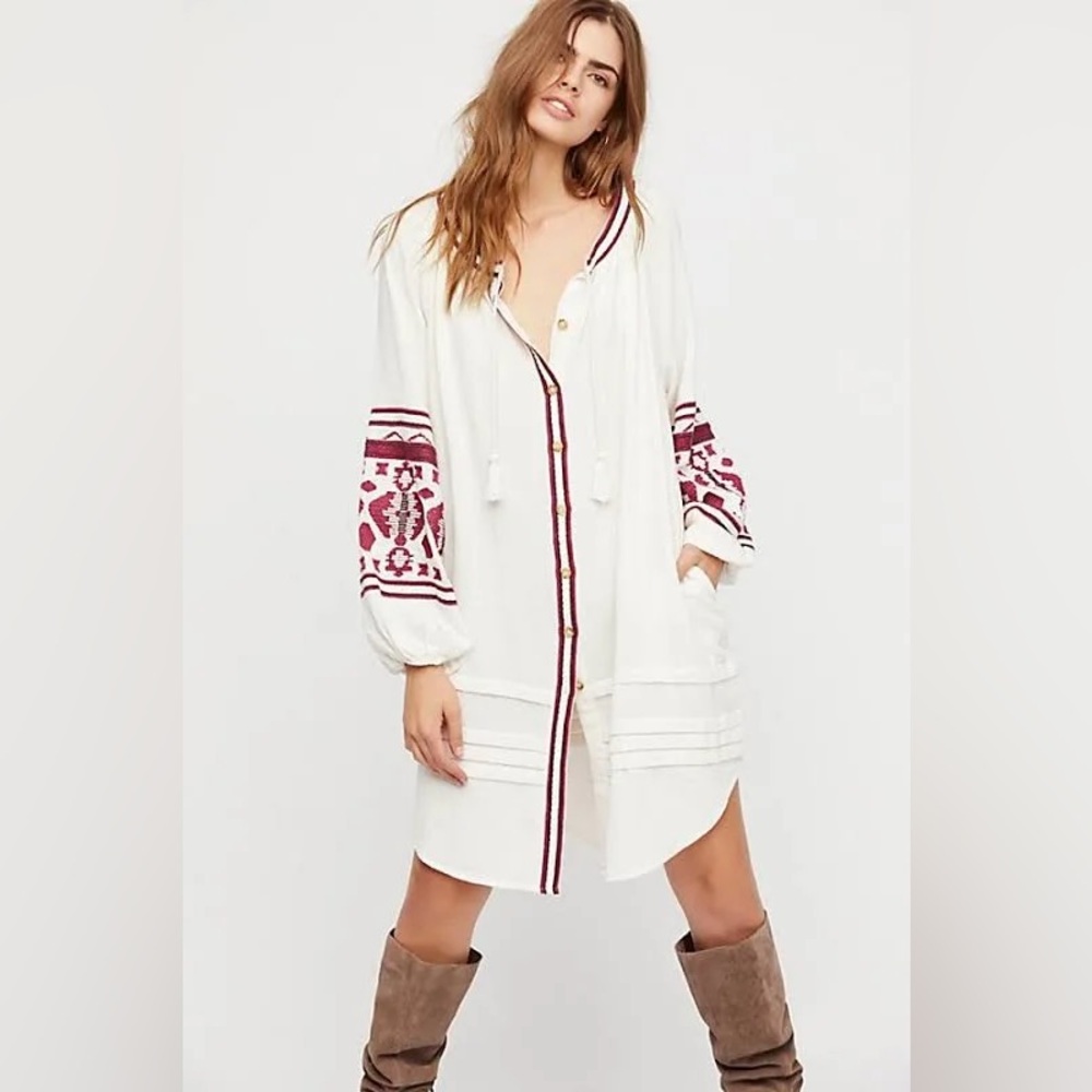 Free People Embroidered In the Clear Maxi Tunic Dress